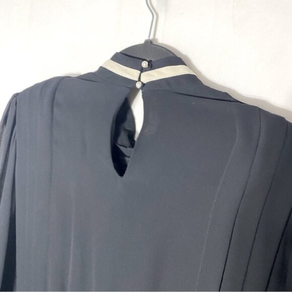 Vintage Joyce Palmer Black Long Sleeve Mock Neck Sheer Midi Dress XL - Picture 10 of 16